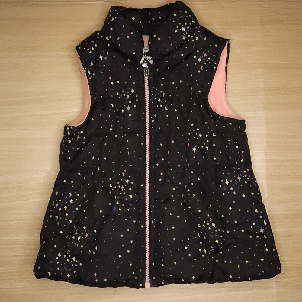 Osh Kosh B'gosh Girls Toddler Black Celestial Puffer Vest 3T - Picture 1 of 6